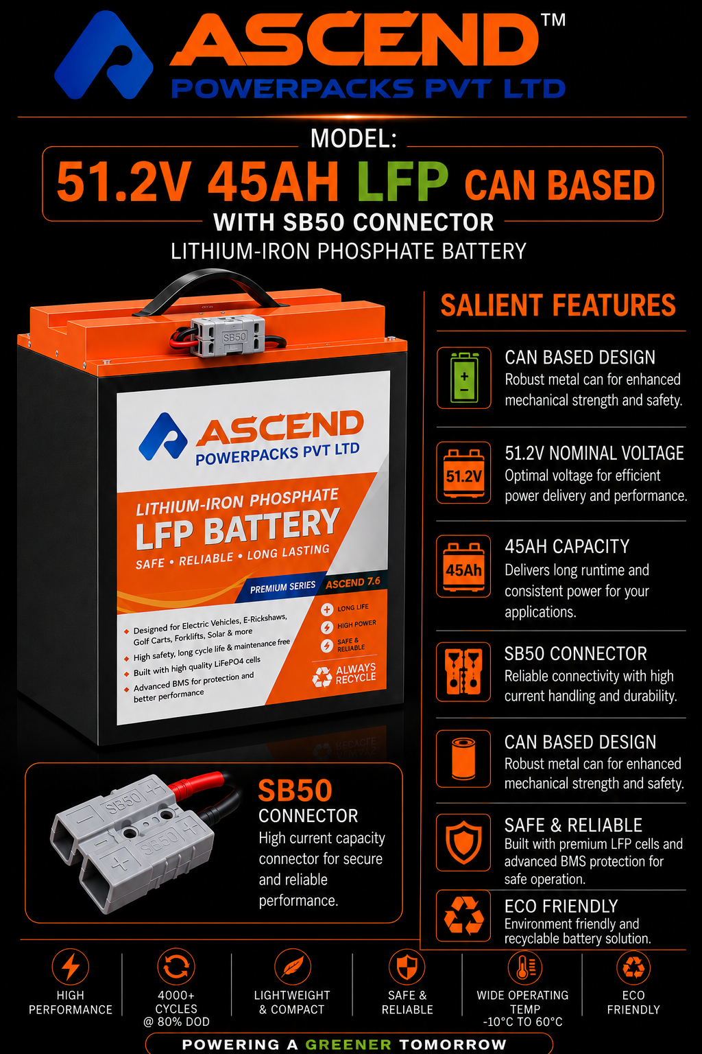 51.2V 45Ah LFP CAN Based Lithium-Iron Phosphate Battery